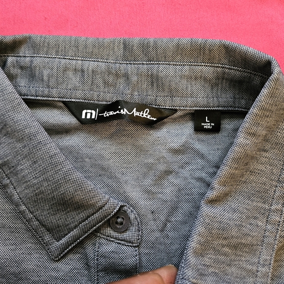 New Men's TravisMathews Grey Polo Short Sleeve Shirt Size L. - Picture 3 of 9